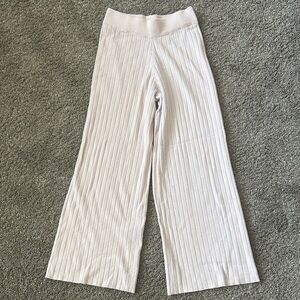 Pink Ribbed Wide-Leg Sweater Pants XS